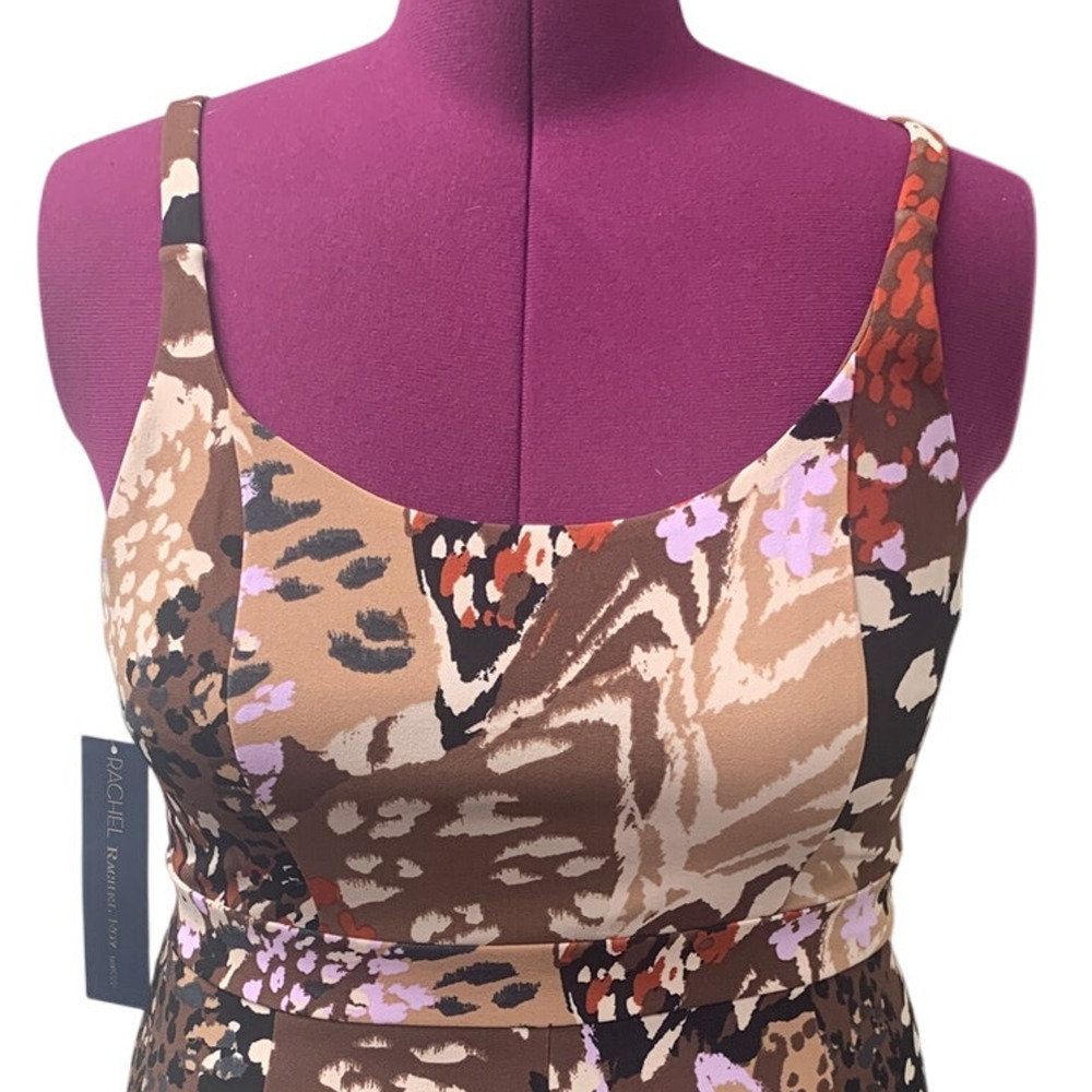 New Rachel Roy Womens Large Strappy Knee Length Floral Camo Fit Flare Dress - Picture 3 of 7